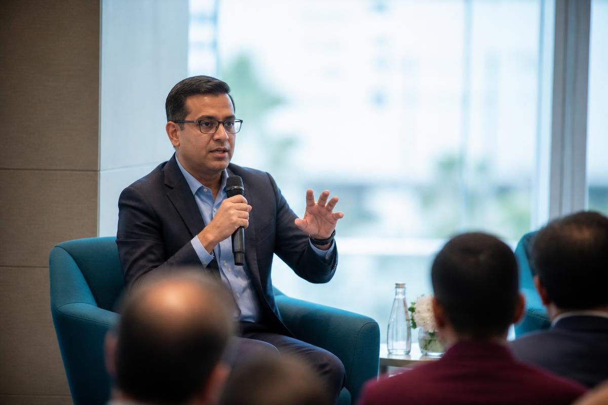 Portfolio management expert speaking at an industry forum